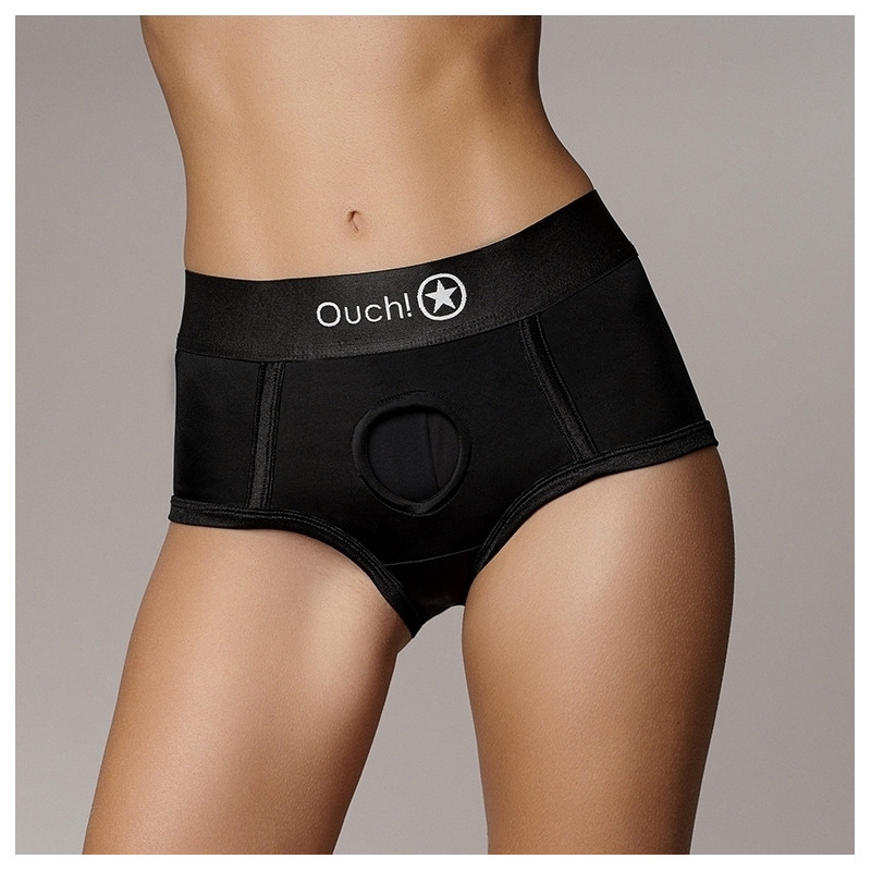 Ouch! Culotte vibrante Strap-On Brief Noire
